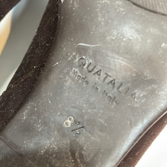 Aquatalia High Heel Boots Booties 8.5 Brown Suede Leather Made In Italy EUC - Picture 10 of 13